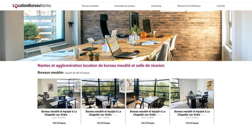 Page d'accueil du site locationbureaunantes.com